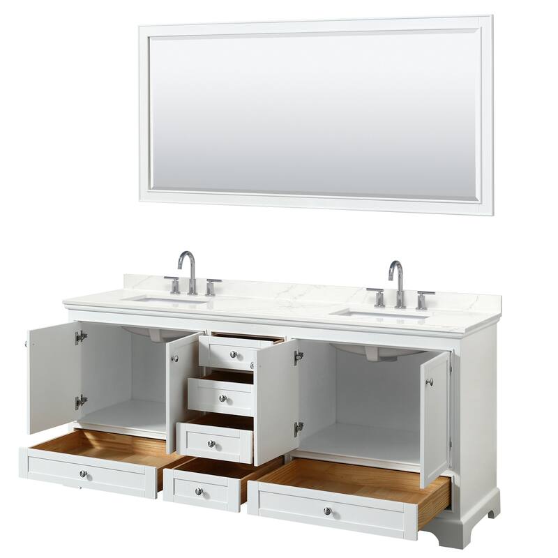 Deborah 80-inch Double Vanity, Quartz Top, 70-inch Mirror