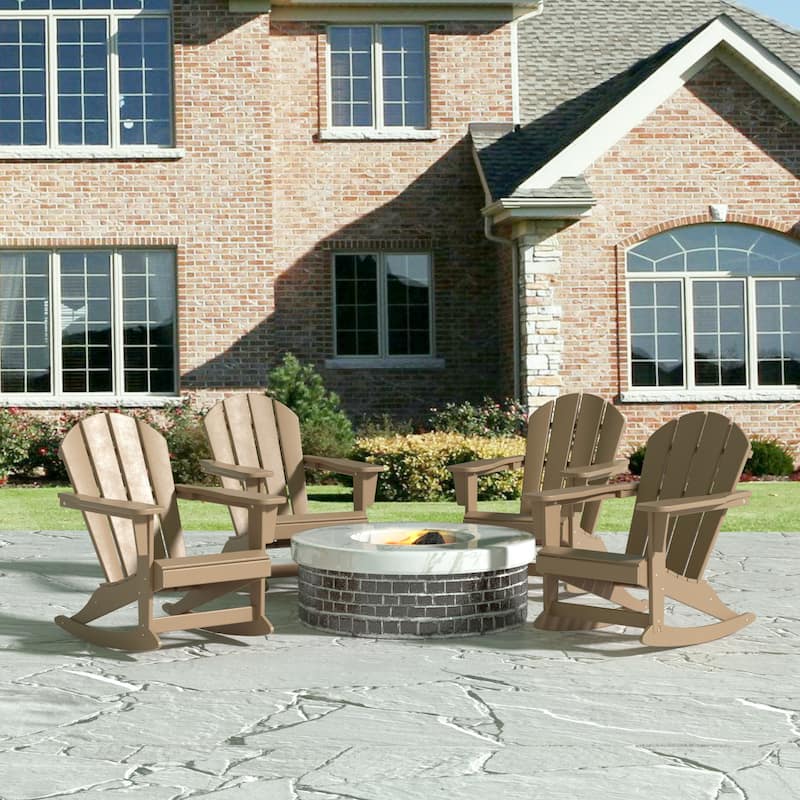 Polytrends Laguna Hdpe All Weather Outdoor Patio Rocking Chair (Set of 4) - Weather Wood