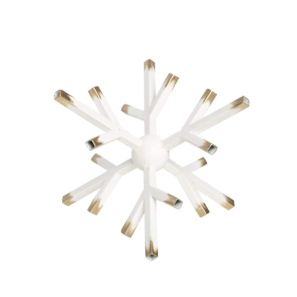 Transpac Metal 14 in. White Christmas Dimensional Snowflake Decor