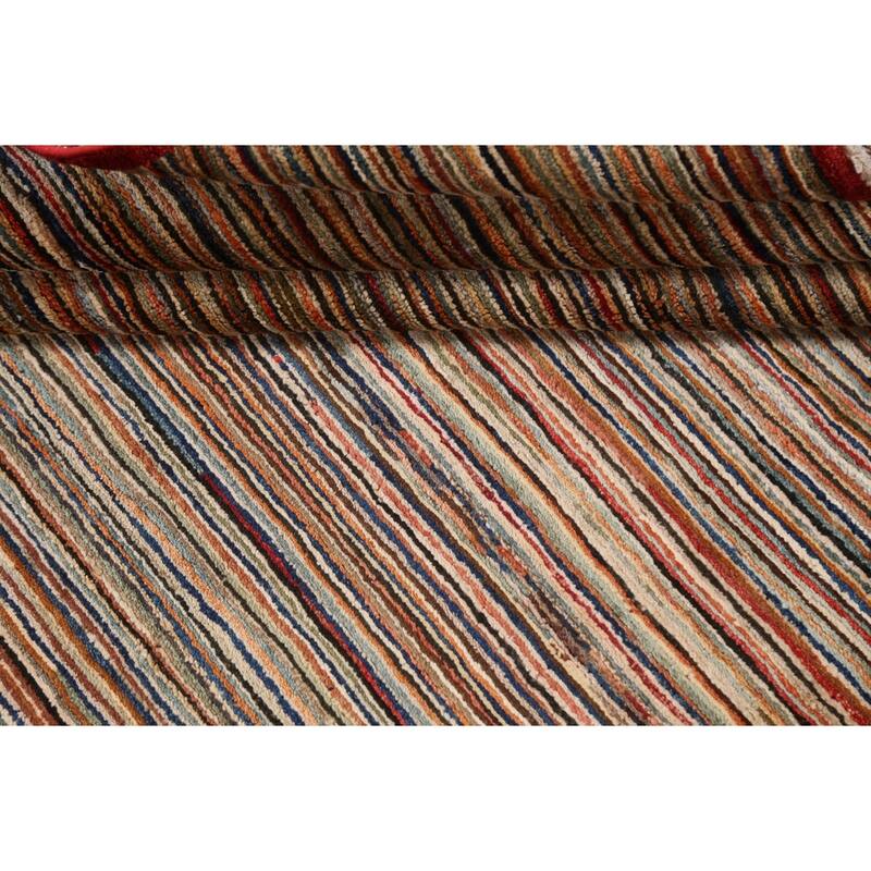 Striped Modern Gabbeh Kashkoli Oriental Area Rug Handmade Wool Carpet - 4'9" x 6'6"