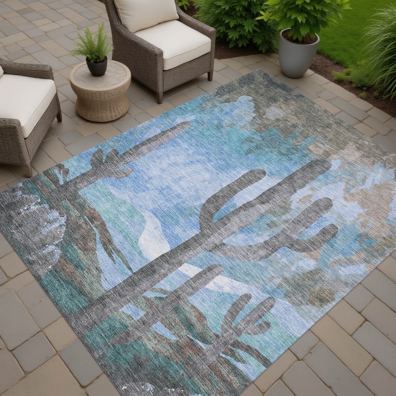 Machine Washable Indoor/ Outdoor Desert Inspiration Chantille Rug - Brown - 10' x 14'