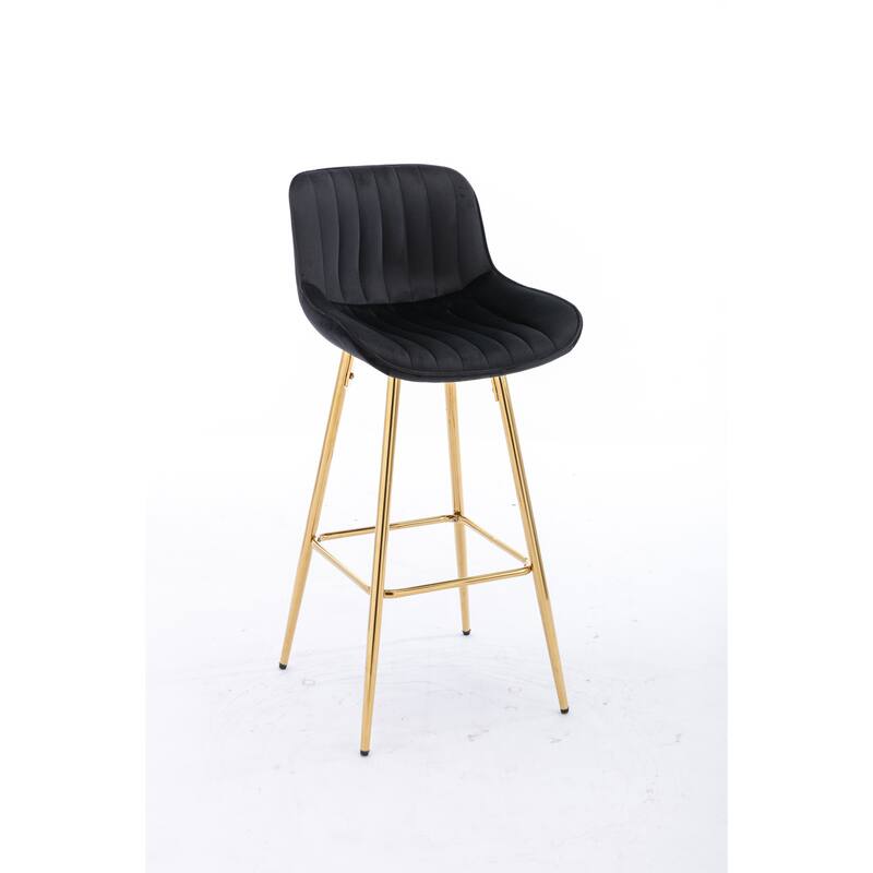 Velvet Swivel Bar Stools Set of 2, Counter Height Bar Chairs with Back, Kitchen Island Stools with Footrest and Metal Legs
