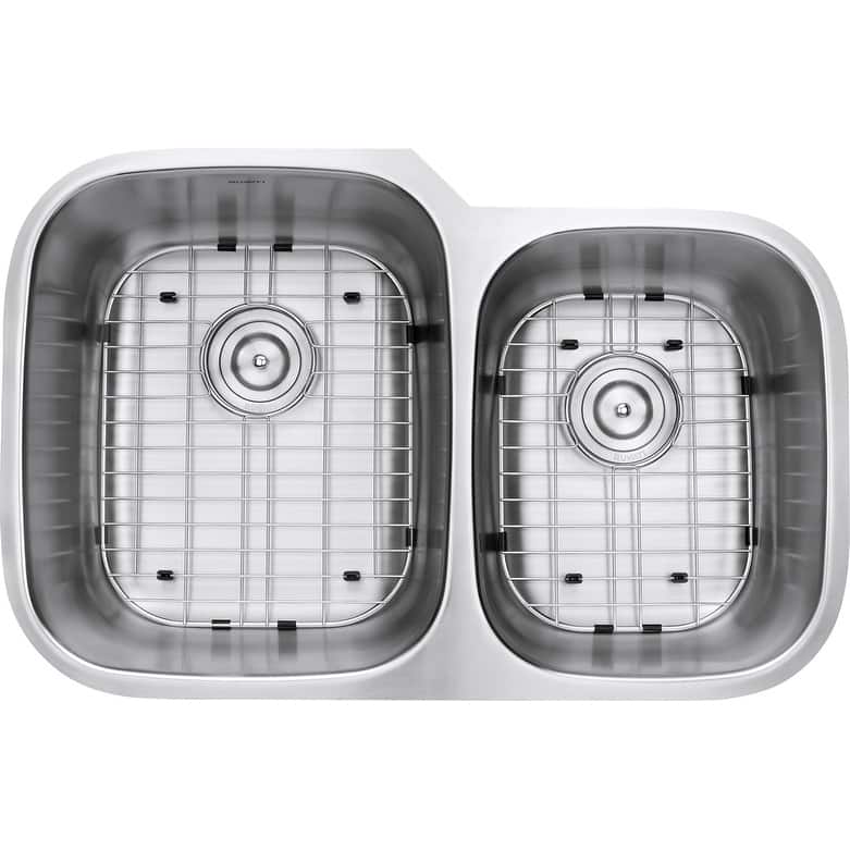 Ruvati 32-inch Undermount 60/40 Double Bowl 16 Gauge Stainless Steel Kitchen Sink - RVM4310 - 32-1/8″ x 20-5/8″