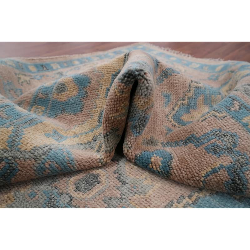 Oushak Indian Area Rug Hand-Knotted Transitional Brown Wool Carpet - 8'0" x 9'10"