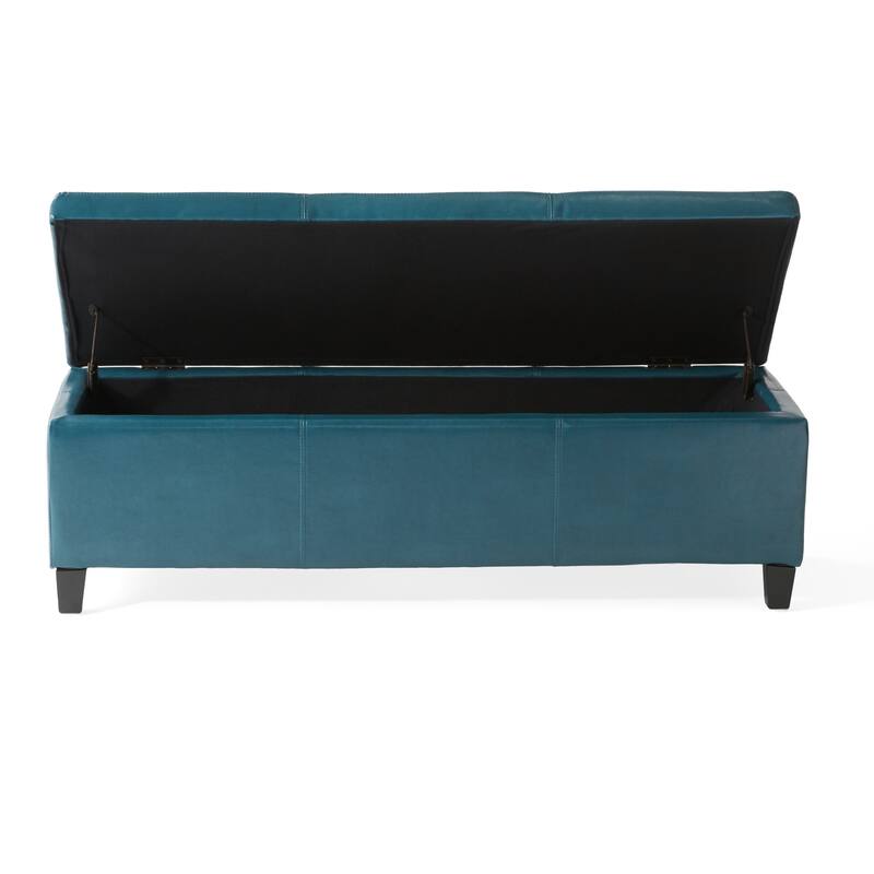 Leather Upholstered Storage Bench Indoor Bench, Ottoman Bench Makeup Bench with Safety Hinges for Mudroom Bedroom