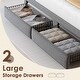 preview thumbnail 4 of 21, Full Size Upholstered Bed Frame with LED Lights and Charging Ports, Storage Headboard with Shelves