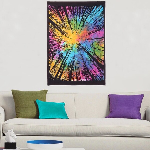 Small Tapestry Wall Hanging Tree Of Life Cotton Poster Throw Textile Indian Art 