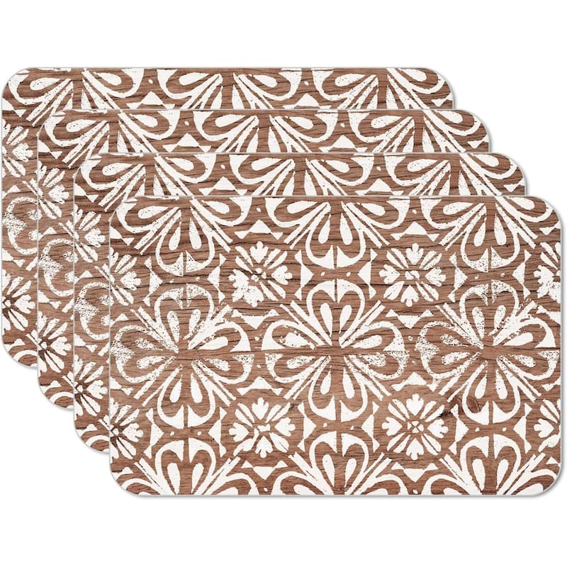 Modern Farmhouse 4 Pack Reversible Easy Care Flexible Plastic Placemats Made in The USA BPA Free Easily Wipes Clean - multi - Set of 4