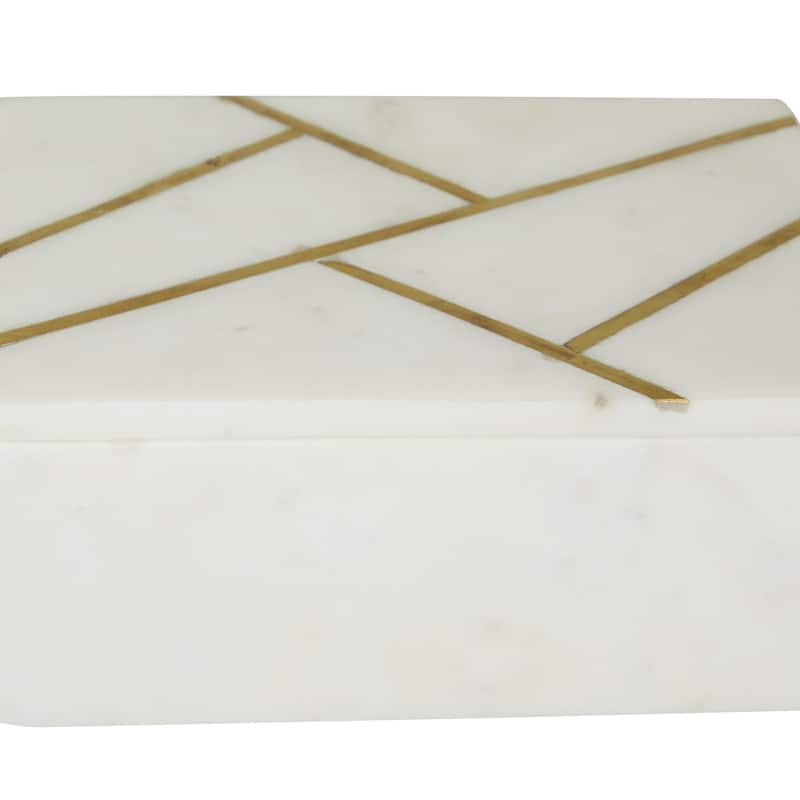 Marble Box with Gold Linear Lines - Set of 3 White or Green - Roche River Decor