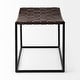 preview thumbnail 12 of 15, Clarissa Black Woven Genuine Leather Seat w/Gold Metal Frame Stool - 22.0L x 16.0W x 16.5H