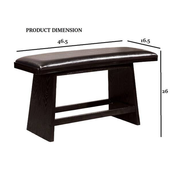 Modern Counter Height Bench With Leather Padded Seat And Black Finish ...