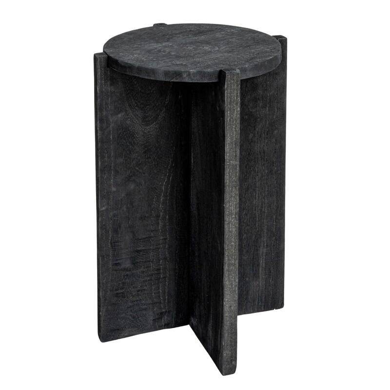 Paulownia Wood Accent Table - 13" Round - Black