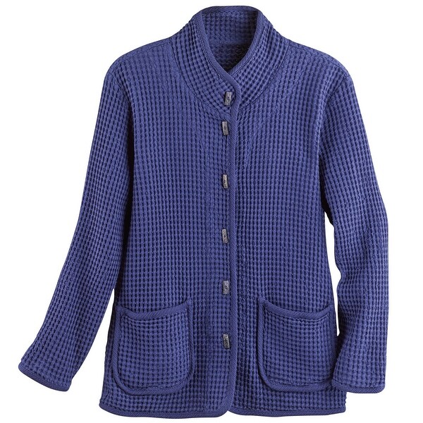 2XL Waffle Knit Cardigan with Pockets Grey Blue Black Size S Navy