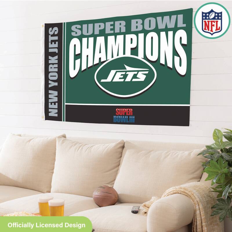 New York Jets Single Sided Flag w/ 2 Grommets, 3'x5'