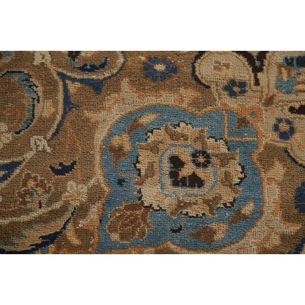 Floral Mashad Persian Vintage Area Rug Hand-Knotted Wool