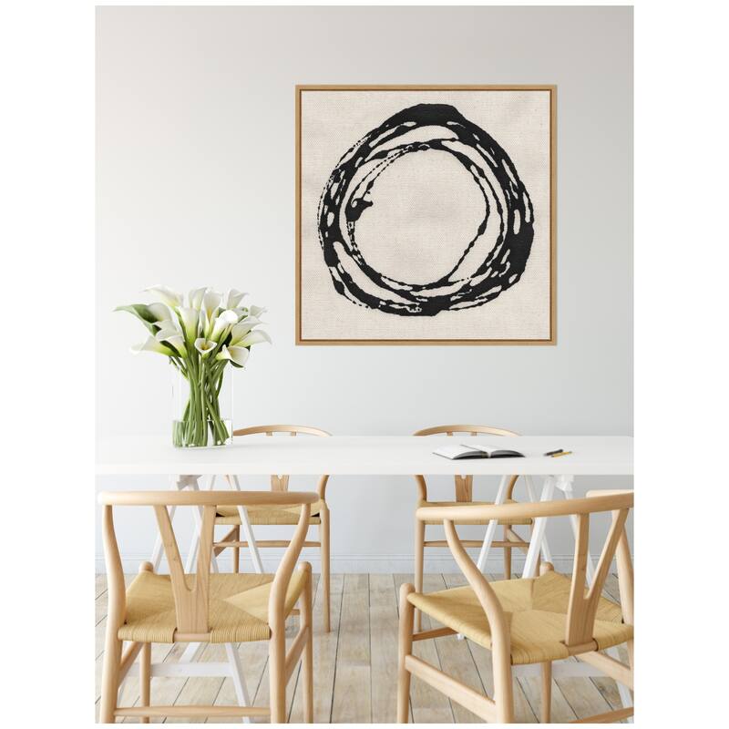 Kate and Laurel Sylvie Flowing Circle Abstract 2 Framed Canvas by The Creative Bunch Studio