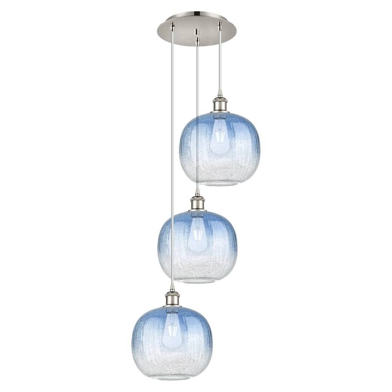 Innovations Lighting Endless Possibilities Ballston - Brookhaven Sphere - 3 Light 17" Cord Hung Multi Pendant - Polished Nickel/Sapphire Blue