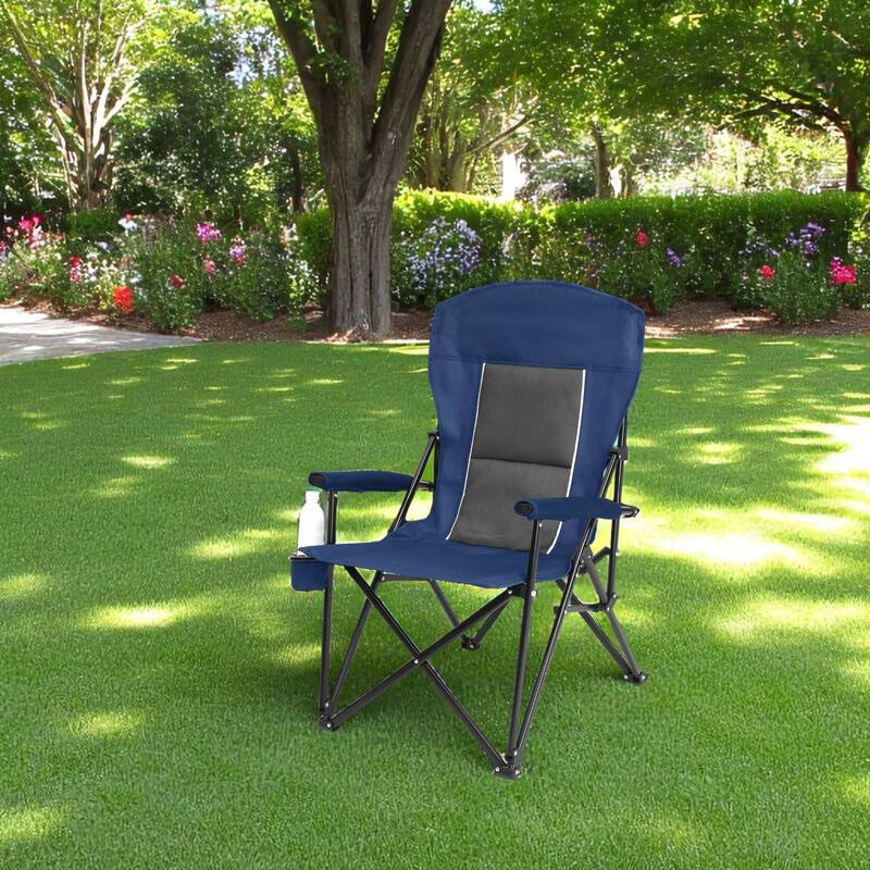 KISRAIS Outdoor High Back Portable Collapsible Chair with Cup Holder, Support 250LBS