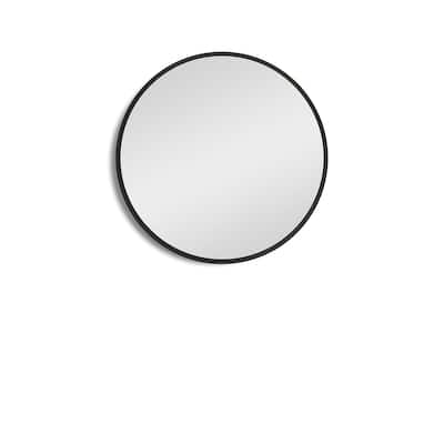 24 in. W x 24 in. H Medium Round Black Aluminum Surface Mount Medicine Cabinet with Mirror - 24"X24"