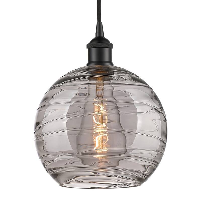 Innovations Lighting 616-1P 12 10 Athens Deco Swirl Pendant Athens - Matte Black / Light Smoke Deco Swirl