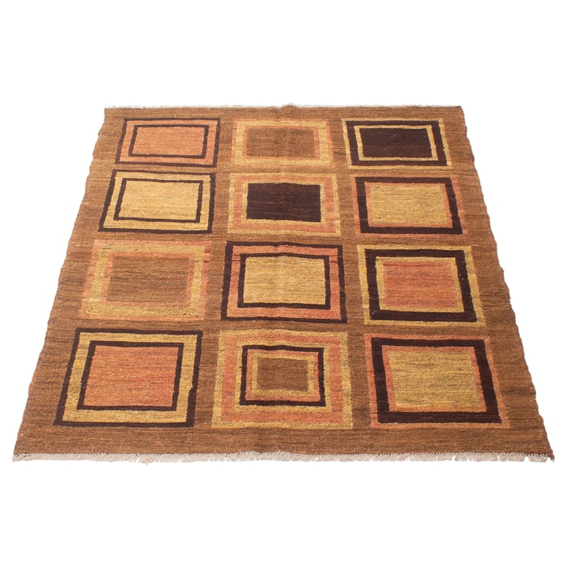 ECARPETGALLERY Flat-Weave Natural Brown Wool Tapestry Kilim - 2'11 x 4'11