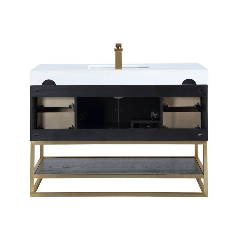 Altair Bianco Bath Vanity with White Composite Stone Top,no Mirror