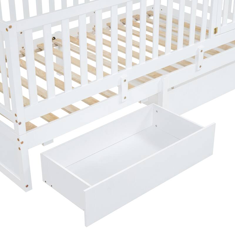 Wood Floor Bed Daybed Bed Frame with 2 Drawers