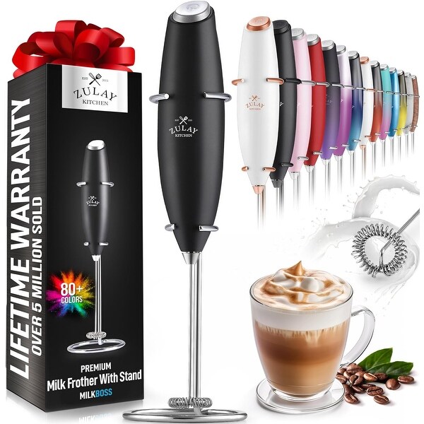 Zulay Kitchen Powerful Milk Frother Handheld Foam Maker for Lattes