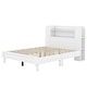 preview thumbnail 5 of 7, White Platform Bed with Storage Bookshelf Headboard