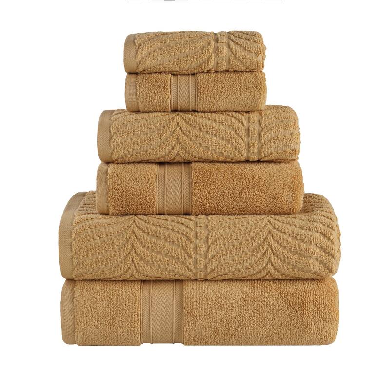 Superior Chevron Zero Twist Solid and Jacquard Cotton 6 Piece Towel Set