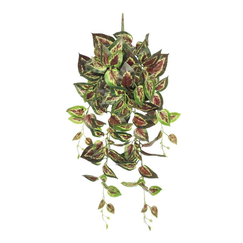 Green Red Artificial Coleus Ivy Leaf Vine Hanging Plant Greenery Foliage Bush 32in - 32" L x 12" W x 6" DP