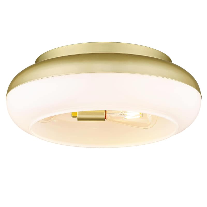 15 Inch Vintage Flush Mount Light Fixture - Antique Gold
