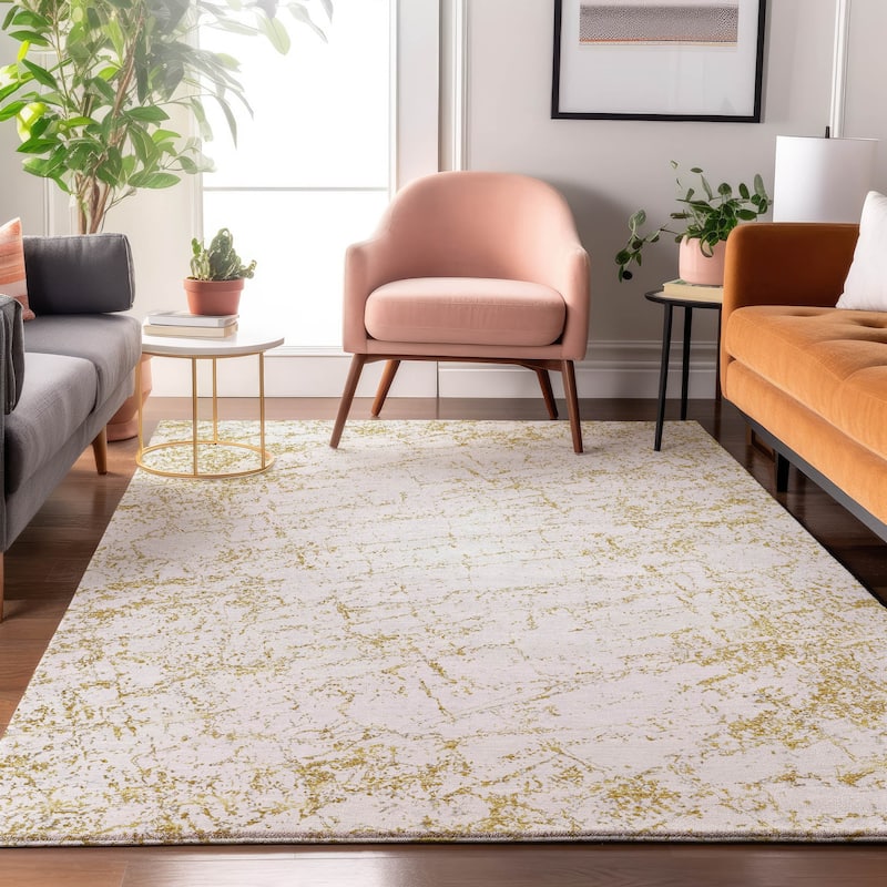Premium Washable Super Soft Modern Crackle Mayfield Rug - Gold - 2' 6" x 3' 10" - Rectangle