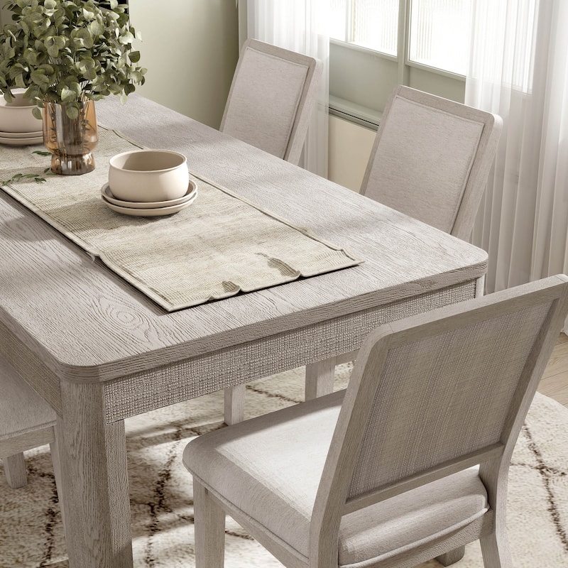 Furniture of America Billet Modern 7-Piece Natural Oak Wood Dining Set