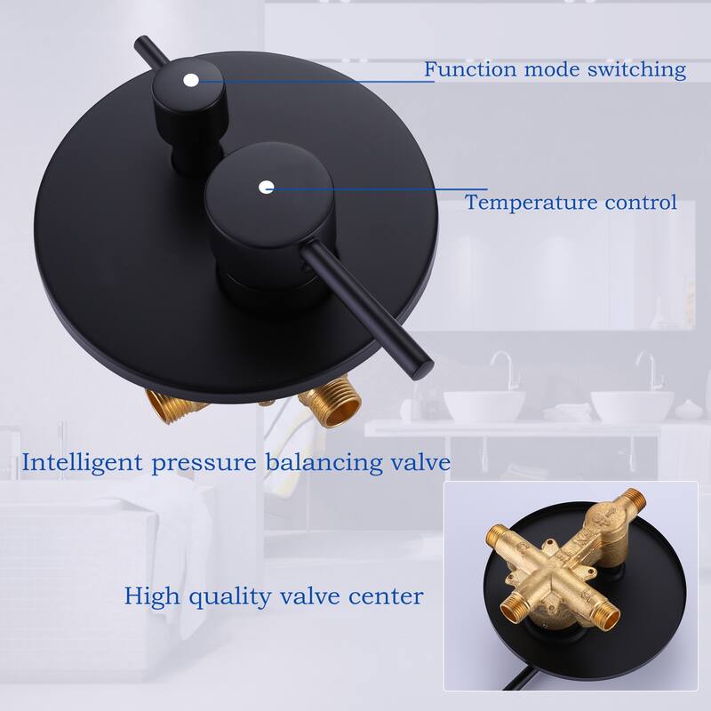 Modland Luxury Wall Mounted Bathtub Faucet With High-pressure Handheld Shower and Tub Spout
