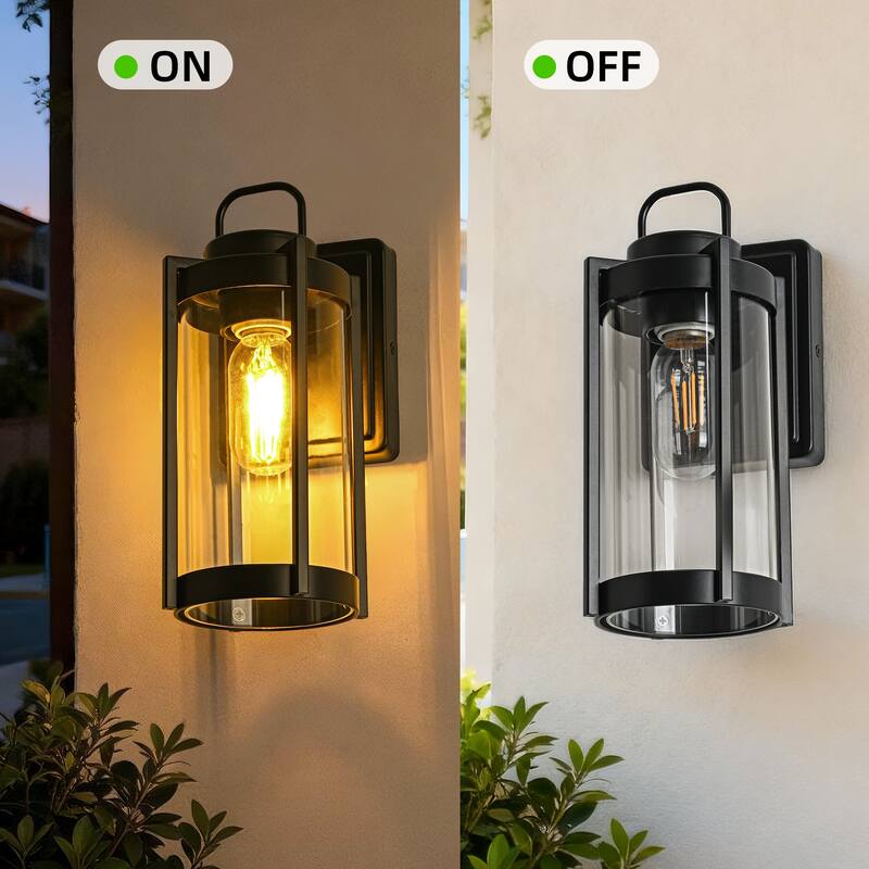 Matte Black Farmhouse Outdoor Wall Lantern Sconce - 3 Variants (11in 1-Light/14in 1-Light/17in 3-Light), Clear Glass, Wet Rated