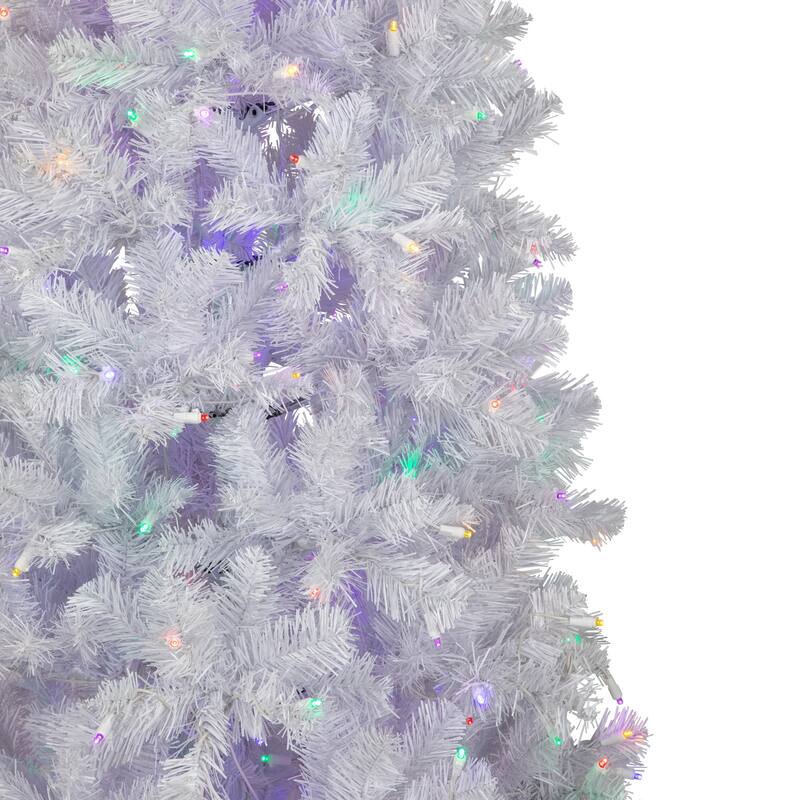 7.5' White Winston Pine Artificial Christmas Tree - Multi LED Lights - 7.5 Foot