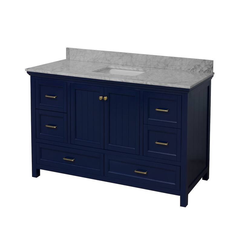 KitchenBathCollection Paige 60" Single Bathroom Vanity with Carrara Marble Top