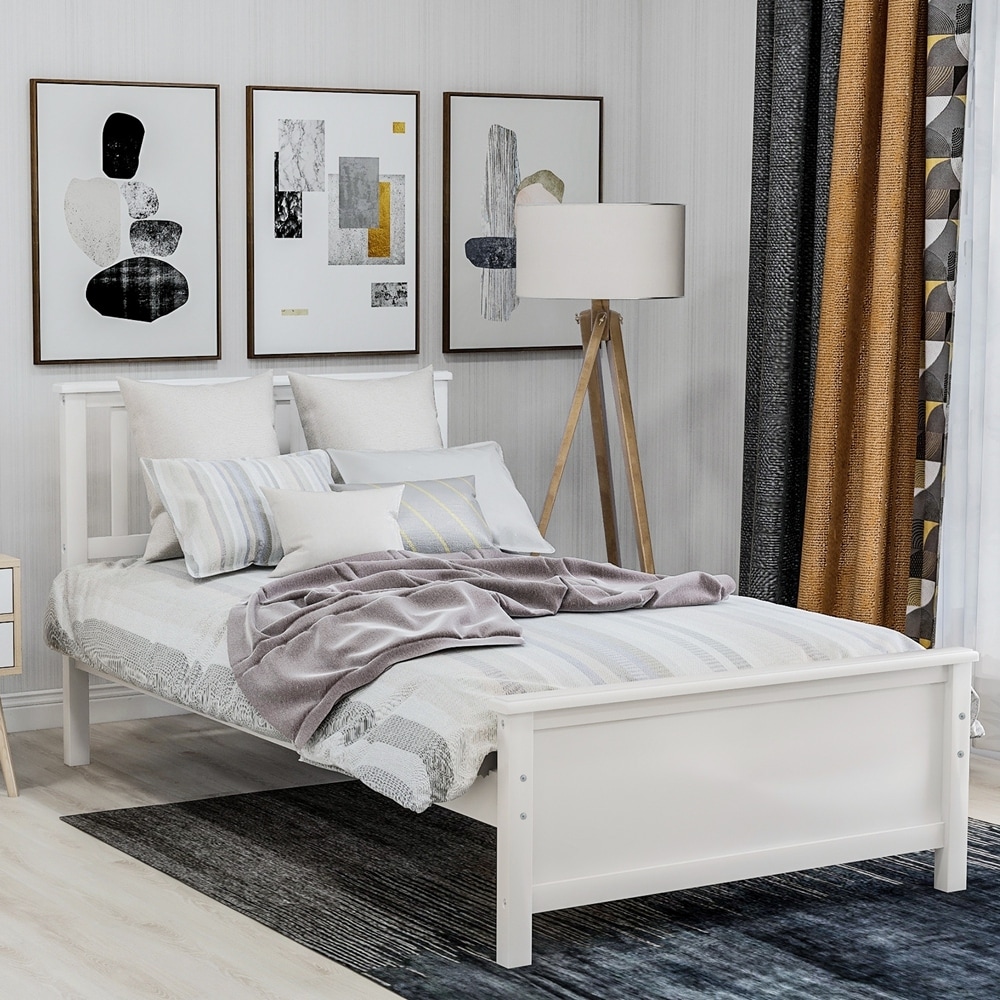 Wood Platform Bed with Headboard