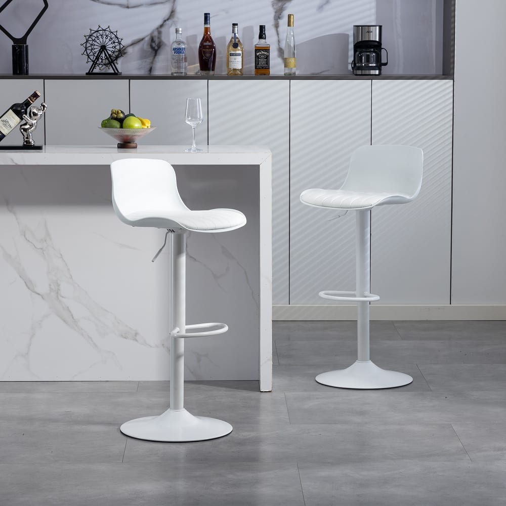 Bar Stools Set of 2 - Modern PU Leather Counter Height Barstools with Back, Height Adjustable Swivel Kitchen Island Chairs