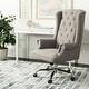 preview thumbnail 1 of 7, SAFAVIEH Ian Linen Chrome Leg Swivel Office Chair - 24.2" x 27.2" x 46.1"