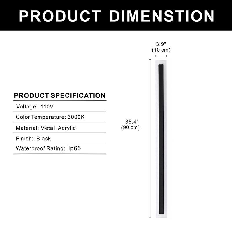 YANSUN 1Light Black Modern Integrated LED Outdoor Wall Light