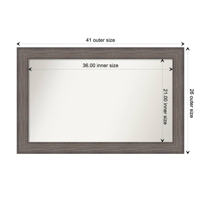 Country Barnwood Framed Non-Beveled Custom Wall Mirror, Bathroom Vanity Mirror - Outer Size: 41.25 x 26.25