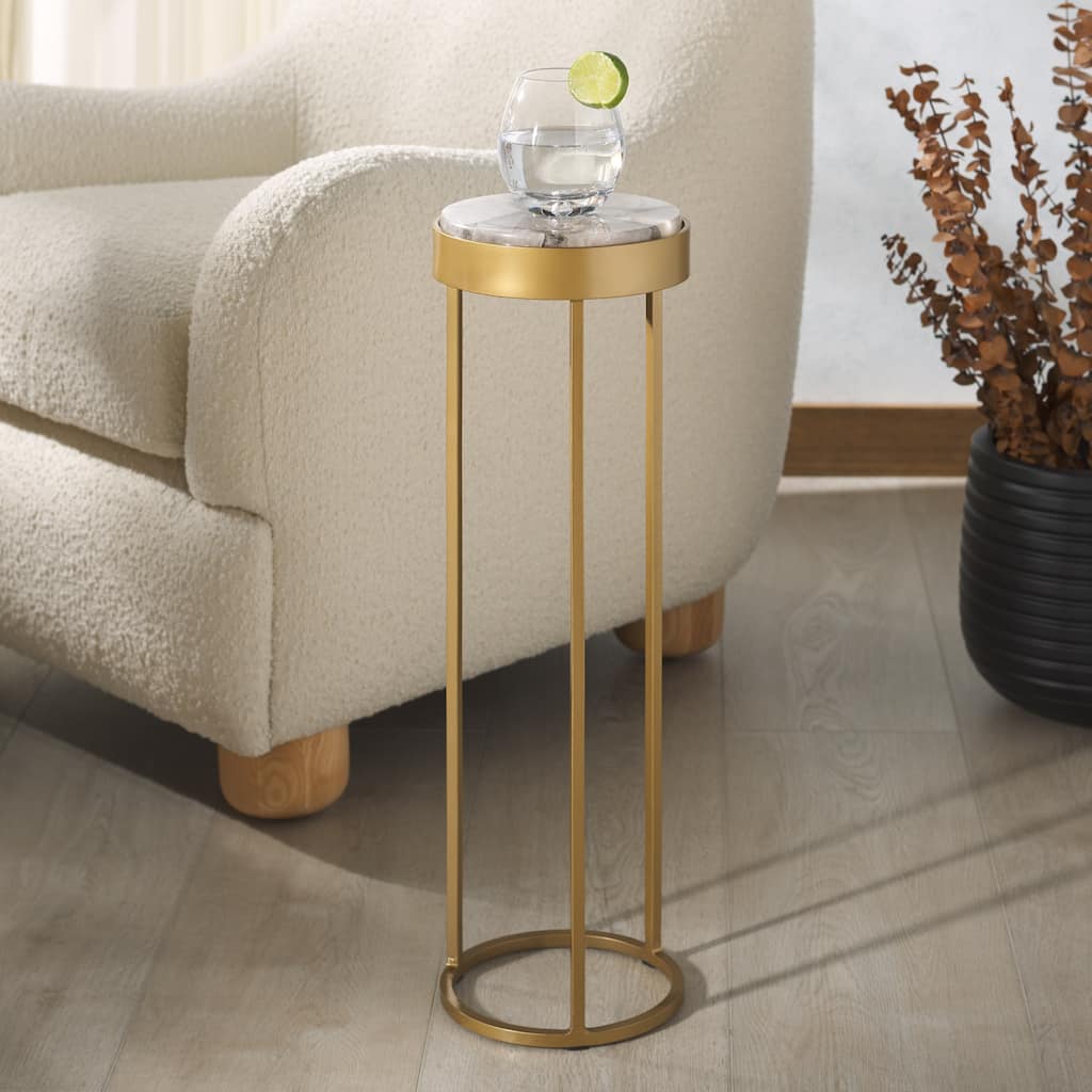 SAFAVIEH Couture Hannahmarie Stone Round Drink Table (Fully Assembled) - 8"W x 8"D x 24"H