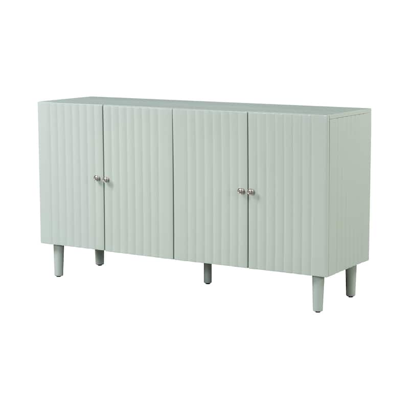 Four-Door Sideboard , Cylindrical Legs, and Sleek Metal Handles, Adjustable, Suitable for Study, Entryway and Living Room