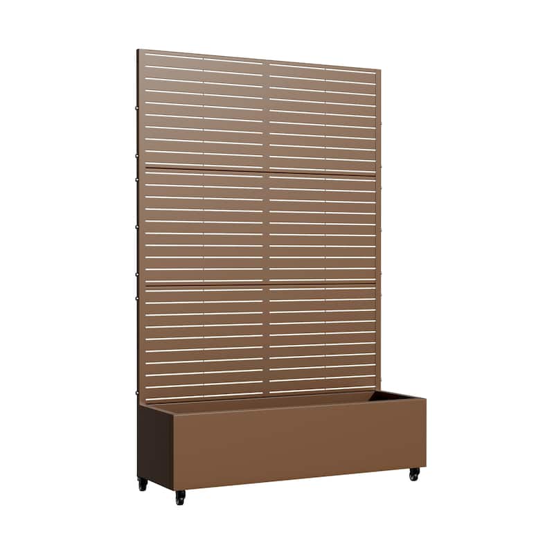 Metal Movable Planter Box with Trellis Privacy Screen Planter Box with Lockable Wheels - 72"x47"