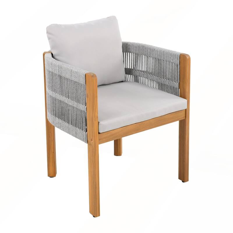 Acacia Wood Outdoor Dining Chairs 2-Pack with Washable Waterproof Cushions