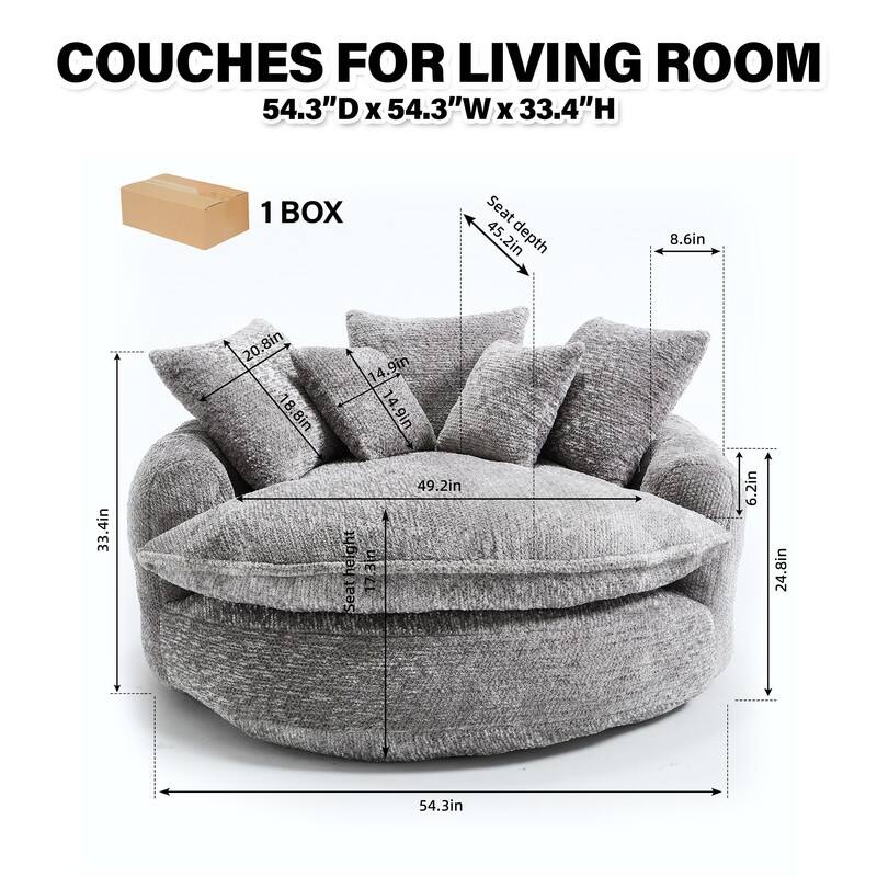 Rossetta Oversized Round Polyester Foam Chair with Pillows