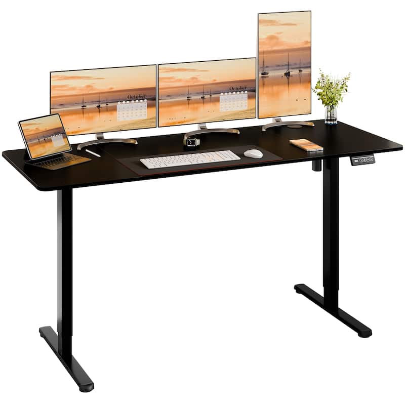 Futzca Height Adjustable Electric Standing Desk, Computer Office Desk - 63*24 - Black/Black