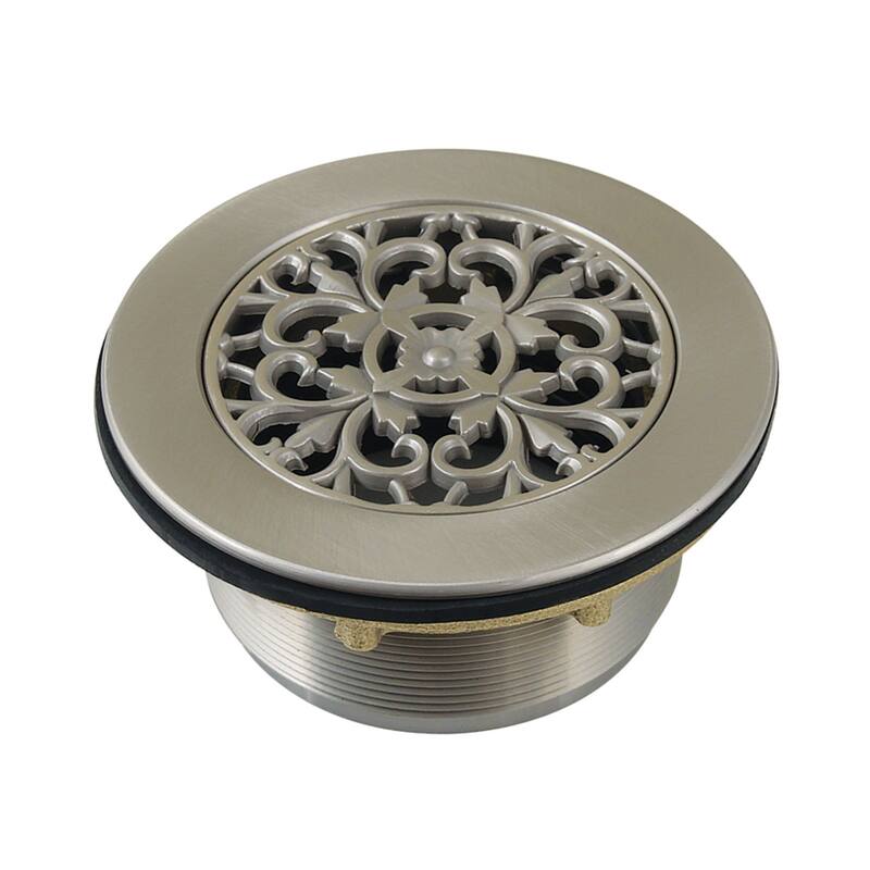 Kingston Brass Watercourse 4-1/4 Inch Round Brass Shower Base Drain - Brushed Nickel